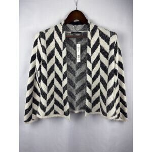 Women’s August Silk Small Black & White Patterned Knit Coatigan